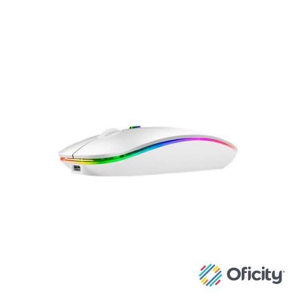 Mouse Nextep Inalámbrico Recargable Delgado/Silencioso RGB 1600 dpi Color Blanco