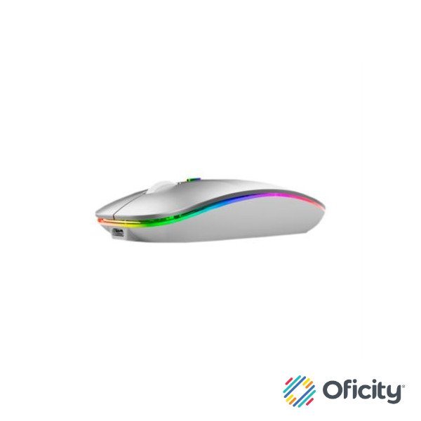 Mouse Nextep Inalámbrico Recargable Delgado/Silencioso RGB 1600 dpi Color Plata