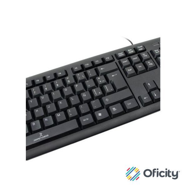 Teclado Perfect Choice Básico Alámbrico USB Color Negro