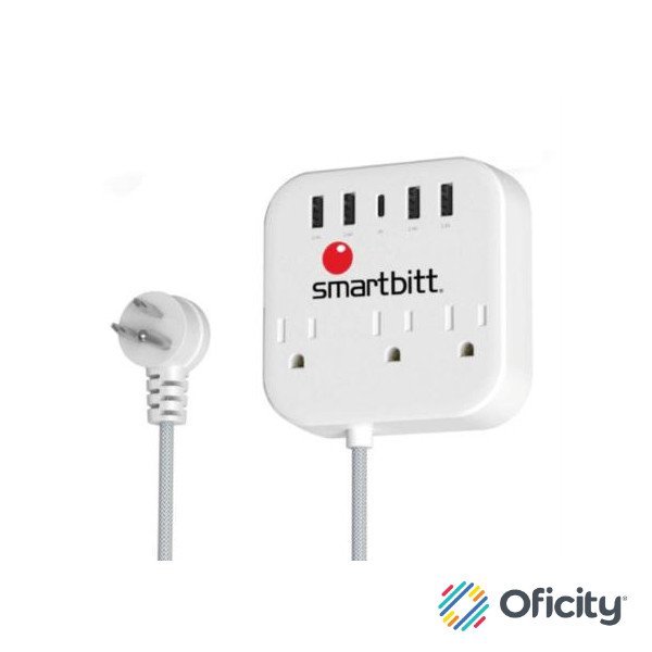 Supresor de Picos Smartbitt SBSS-B3-5U 3 Contactos y 5 puertos usb