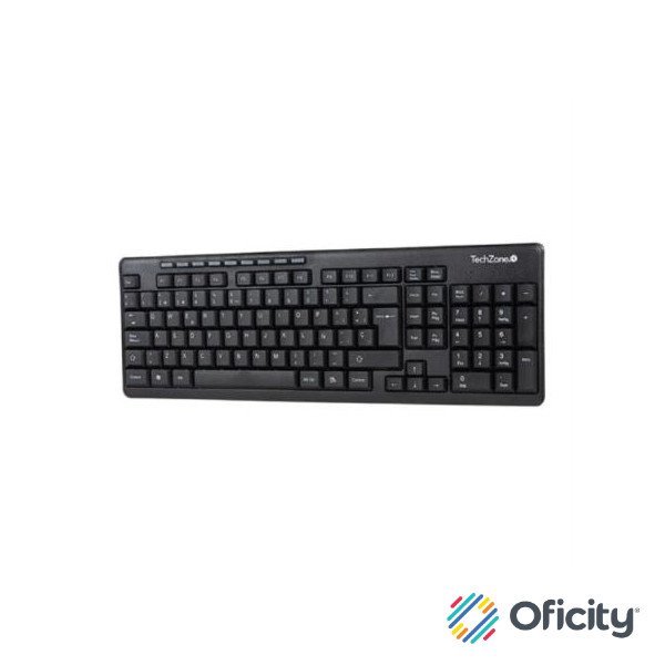 Kit Teclado y Mouse TechZone Inalámbrico 10m USB 1000 DPI Color Negro