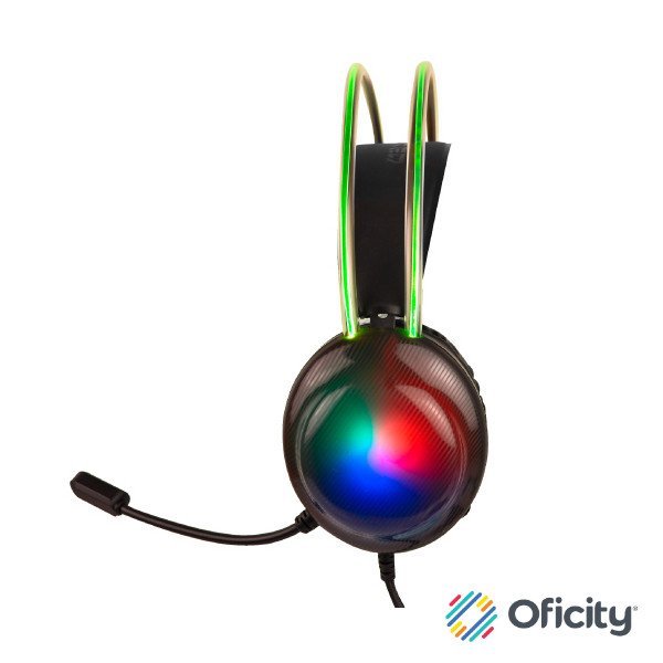 Diadema Gamer Perfect Choice Transparente RGB Helumo ANC 1.8m Alámbrico 3.5mm PVC