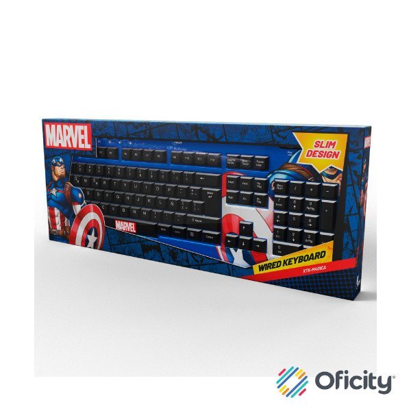 Teclado XTech Full Size Capitan America Marvel XTech XTK-M401CA - Teclas multimedia - Español - Conexion USB