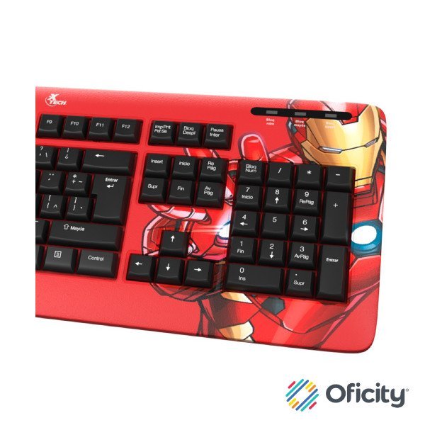 Teclado XTech Full Size Iron Man XTK-M401IM - Teclas multimedia - Español - Conexion USB