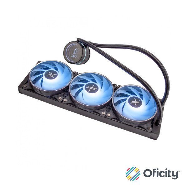 Enfriamiento Liquido Xzeal 360mm Redondo XZ-411 CPU 3Fanx120mm ARGB 3 pines+PWM 4 pines+Seguro INTEL/AMD Negro