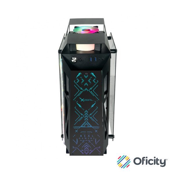 Gabinete Gamer Micro Tower Xzeal IR02 M-ATX Panel Izq -Der Vidrio Metal USB1.0/USD3.0 /3.5mm 4ARGB Fans 1HUB Negro RGB