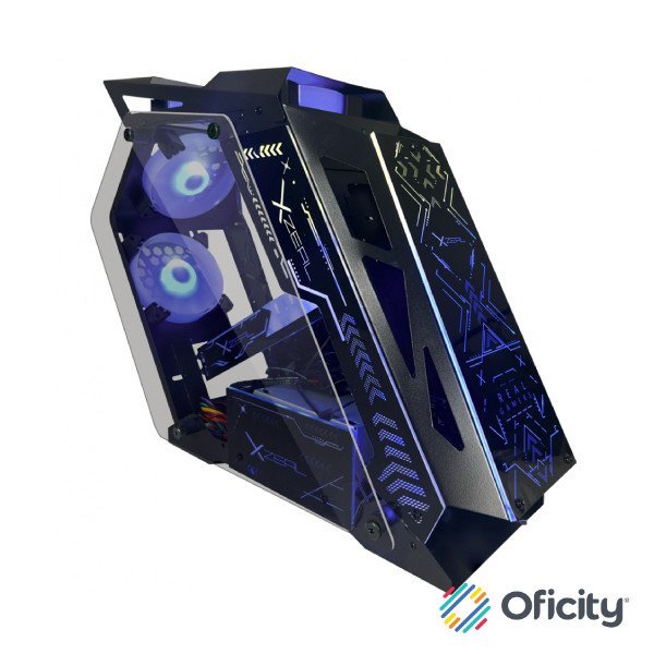 Gabinete Gamer Micro Tower Xzeal IR02 M-ATX Panel Izq -Der Vidrio Metal USB1.0/USD3.0 /3.5mm 4ARGB Fans 1HUB Negro RGB