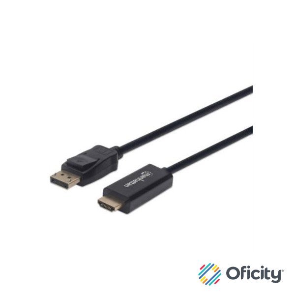 Cable Manhattan Displayport-M a HDMI-M 4K 1.8m Color Negro
