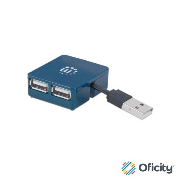 Micro Hub Manhattan USB 2.0 Alta Velocidad 4 Puertos Color Azul