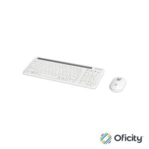 Teclado y Mouse Optico Inalambrico Manhattan 2.4G y Bluetooth Blanco Combo Tecla Tijera