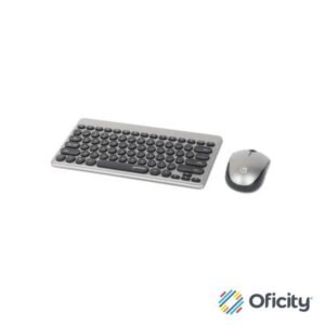 Teclado y Mouse Manhattan Optico Inalambrico Negro y Plata Mini Combo