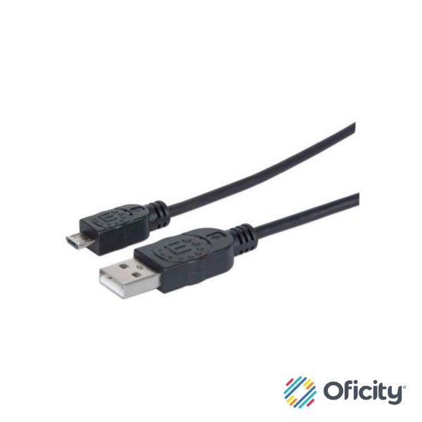 Cable Manhattan USB-A Micro USB-B 2.0 Alta Velocidad 1m Color Negro