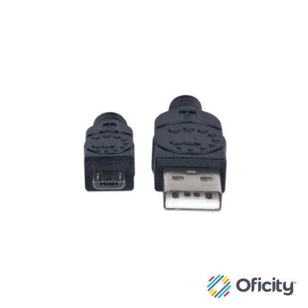 Cable Manhattan USB-A Micro USB-B 2.0 Alta Velocidad 1m Color Negro