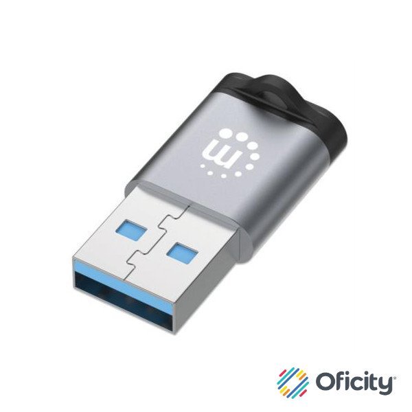 Adaptador USB-C V3.2 Gen1 AM-CH 5Gbps 3A Aluminio Gris Espacial/Negro