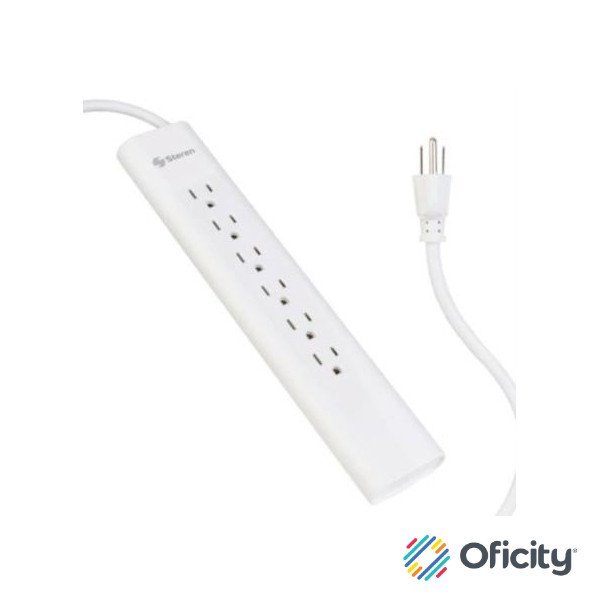 Multicontacto Steren de 6 salidas verticales y cable extra largo color Negro