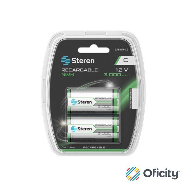 Paquete de Baterías Steren NIMH Recargables USB-C 1.2Vcc 3000mAh