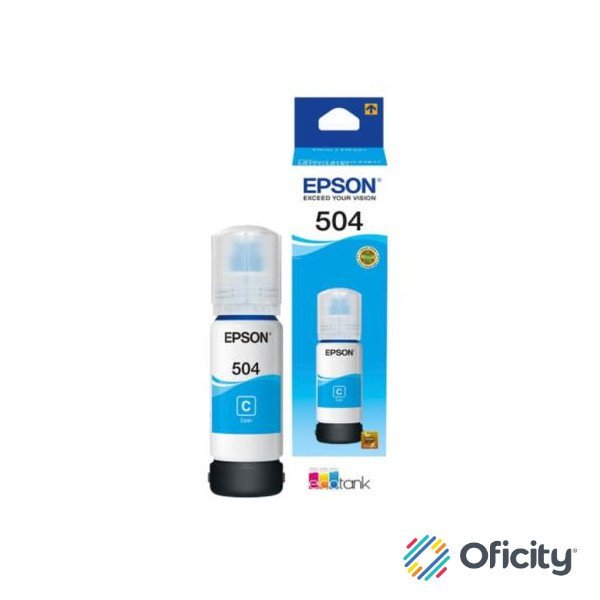 Tinta Epson Original T504 70ml EcoTank L4150/L4160 Color Cian