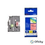 Cinta Brother TZE441 Laminada Texto Negro Sobre Fondo Rojo 18mmx8m PT300/310B/330/530