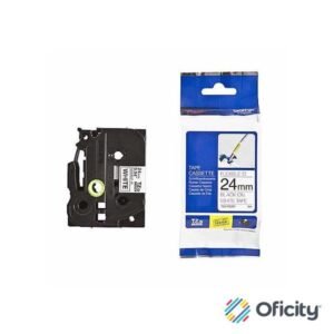 Cinta Brother TZEFX251 Laminada Flexible Texto Negro Fondo Blanco 24mmx8m