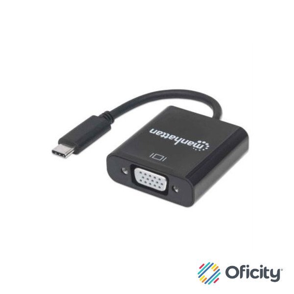 Convertidor Manhattan Video USB-C 3.1 a VGA-H Color Negro