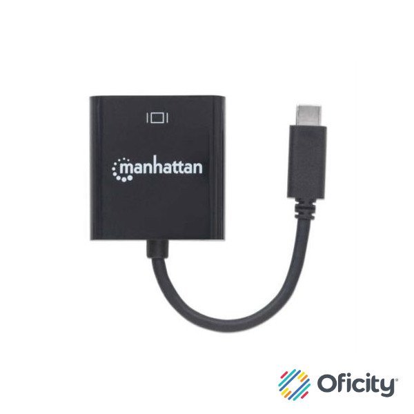 Convertidor Manhattan Video USB-C 3.1 a VGA-H Color Negro