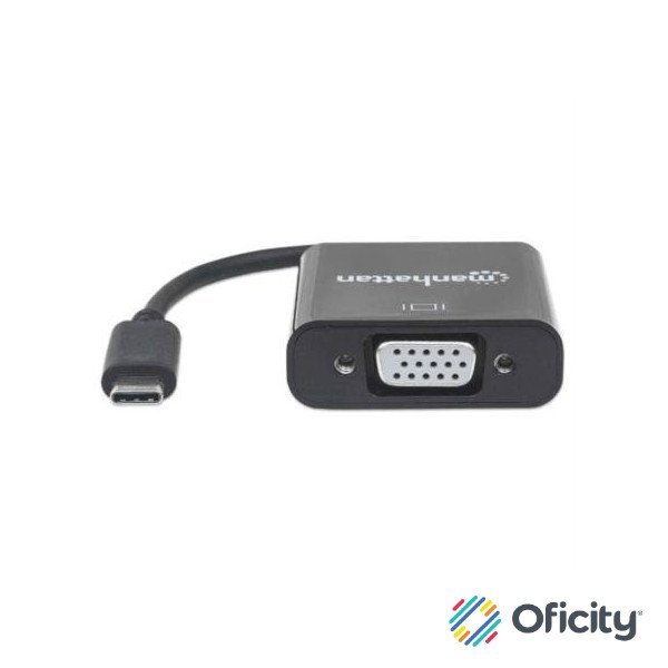 Convertidor Manhattan Video USB-C 3.1 a VGA-H Color Negro
