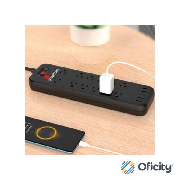 Supresor de Picos Smartbitt SBSS-B12-5U 12 Contactos y 5 puertos usb