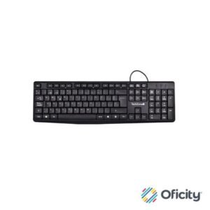 TECLADO ALAMBRICO TECHZONE BASICO NEGRO DE ABS 105 TECLAS QWERTY LONGITUD DE CABLE DE 1.35 m INDICADORES NUMERICO