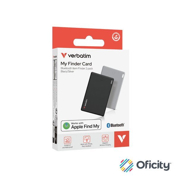 Localizador Verbatim My Finder Bluetooth Tarjeta 2 pzas Negro Plateado