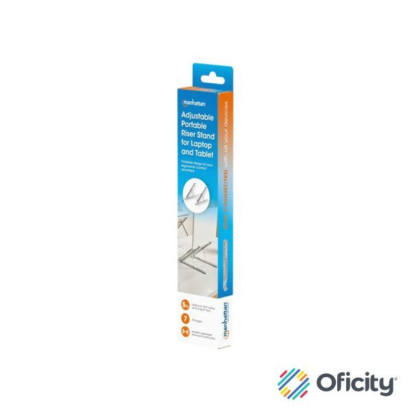 Soporte laptop Manhattan p/Escritorio de posiciones aluminio ECO