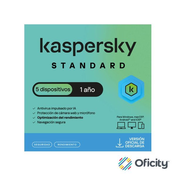 Licencia Antivirus ESD Kaspersky Standard 1 Año 5 Dispositivos