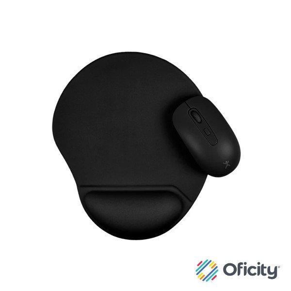 Kit Perfect Choice Mouse Inalámbrico Ergonómico 1600 dpi y Mousepad Bonet Color Negro