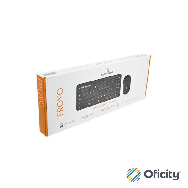 Kit Perfect Choice de Teclado y Mouse Inalámbrico Ergonómico 1000 dpi Froyo Color Negro