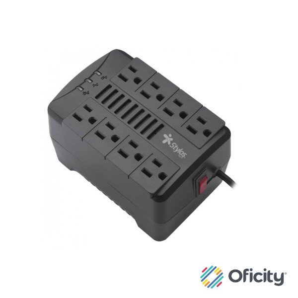 Regulador de Voltaje Stylos RE650 1200VA 650W 8 contactos NEMA negro