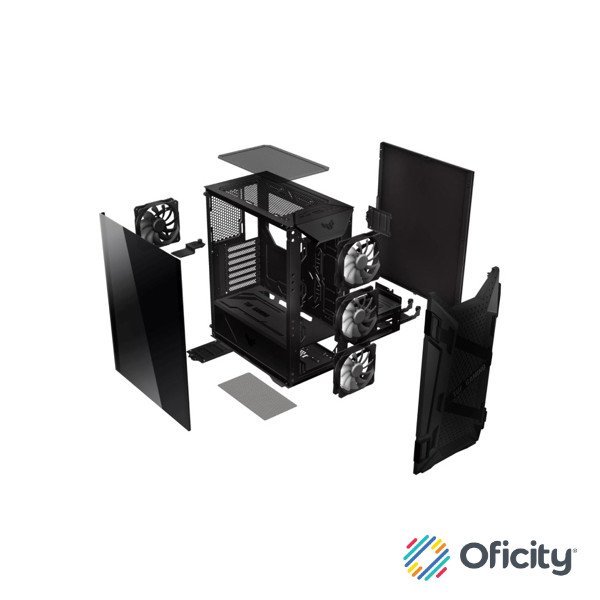 Gabinete ASUS TUF Gaming GT301 Midi-Tower ATX/Micro-ATX/Mini-ITX USB 3.0 sin Fuente 4 Ventiladores Instalados Negro