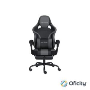 Silla Gamer Nextep Ergonomica Falkor Masaje Lumbar y Reposa Pies Color Gris/Negro