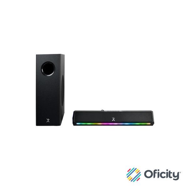 Barra de Audio Perfect Choice Emphoria iluminción RGB 2.1 con Subwoofer 70W Color Negro