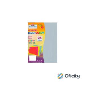 FOLDER EUROCOLORS GRIS PASTEL ESCOLAR CARTA CON 25 PZAS.