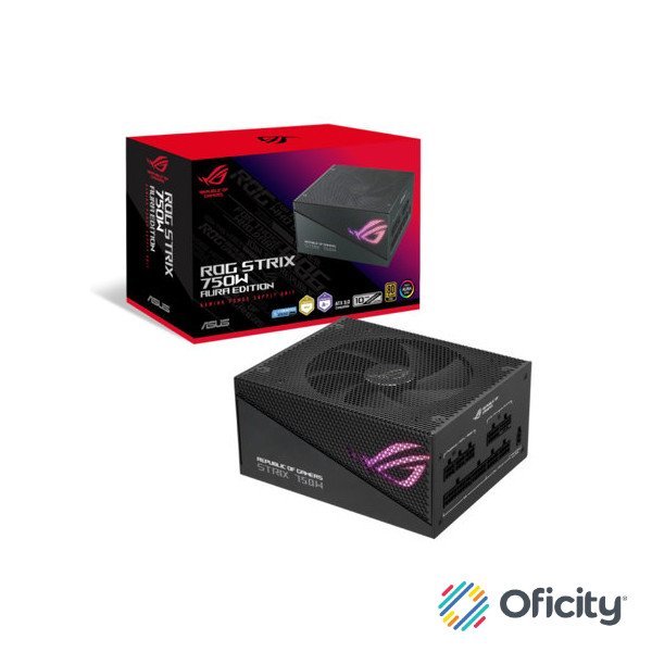 Fuente de Poder Asus ROG Strix 750W 80 Plus Gold Aura Edition ATX 12V Modular 20+4 pin ARGB PCIe 5.0 Fan 135mm Negro