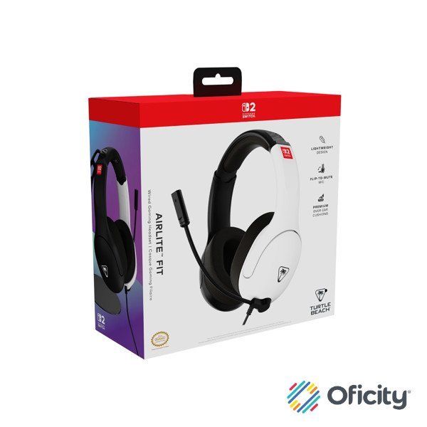 Auriculares de juego con cable Turtle Beach Airlite Fit White Black para Nintendo Switch 2