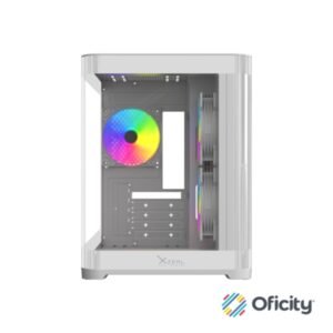 Gabinete Curvo Xzeal M-ATX/ITX 2x USB 2.0 + 1x USB 3.0 + 3.5 mm + 3  Ventiladores RGB Blanco