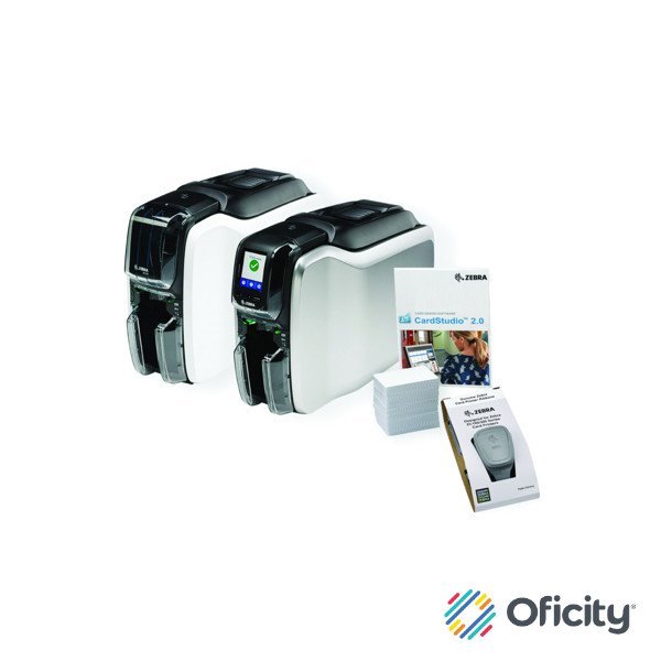 Impresora Zebra ZC100 a una cara Kit: App CardStudio 2.0(estandar) 200 PVC cinta YMCKO (200 imagenes) cable USA y USB