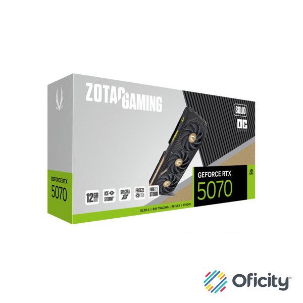 Tarjeta de Video Zotac Gaming Solid OC GeForce RTX5070 OC 12GB RGB Triple Fan GDDR7 192-bit PCIe 5.0 x16 1xHDMI 3xDP