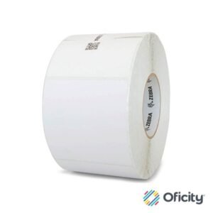 Etiqueta Papel Zebra 4"x4" TT Recubierto Adhesivo Permanente Núcleo de 3" 1500/Rollo 4/Caja