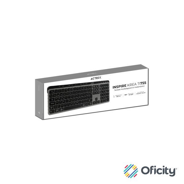 Teclado Multidispositivo Acteck Inspire Krea TI755/2.4MHz+2modosBT Elite Negro-Gris