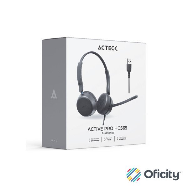 Auriculares Alambricos Acteck con Micrófono Active Pro HC565 Negro