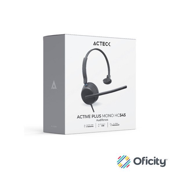Auricular Monoaural Acteck Alambrico con Micrófono Active Pro HC545 Negro