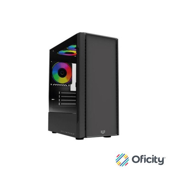 Gabinete Gamer Balam Rush Micro Torre Nyx GI730 Max MB M-ATX Panel Izq Cristal Frente Sólido USB 3.0/3xFan RGB Negro