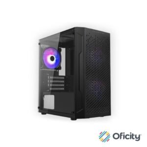 Gabinete Gamer Balam Rush Mini Torre Artic GI725 ATX Panel Izq Cristal Frente Colmena USB 3.0/3xFan RGB Negro