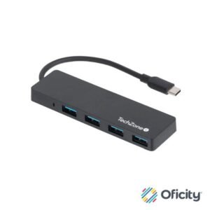 HUB TECHZONE 3.0 HUB 4 EN 1 SUPER LIGERO CONEXIÓN TIPO C 4 PUERTOS USB 3.0 VEL DE TRANSFERENCIA DE DATOS 480 Mbs
